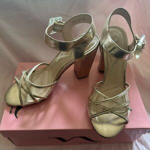 Elegant Gold Strappy Heels